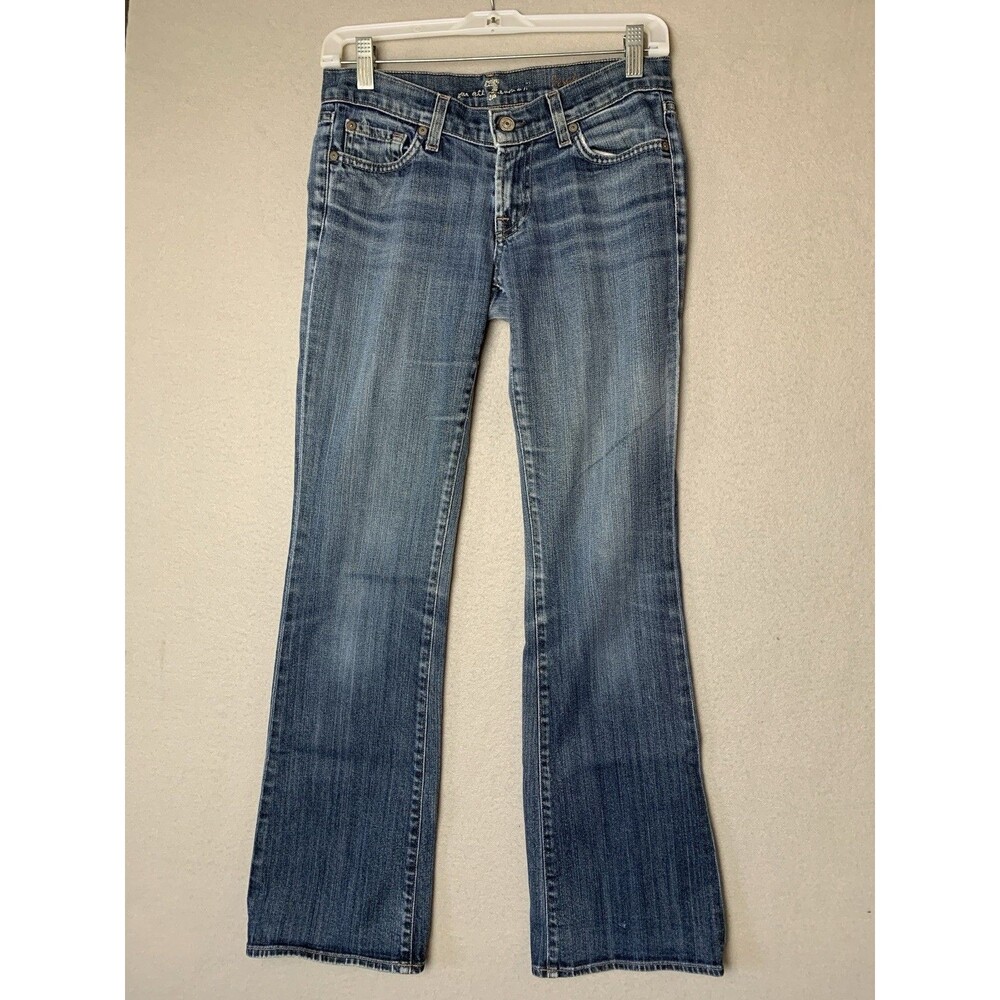 7 For All Mankind Jeans Womans Sz 26 Bootcut Retro USA Glitter Peacock Feathers